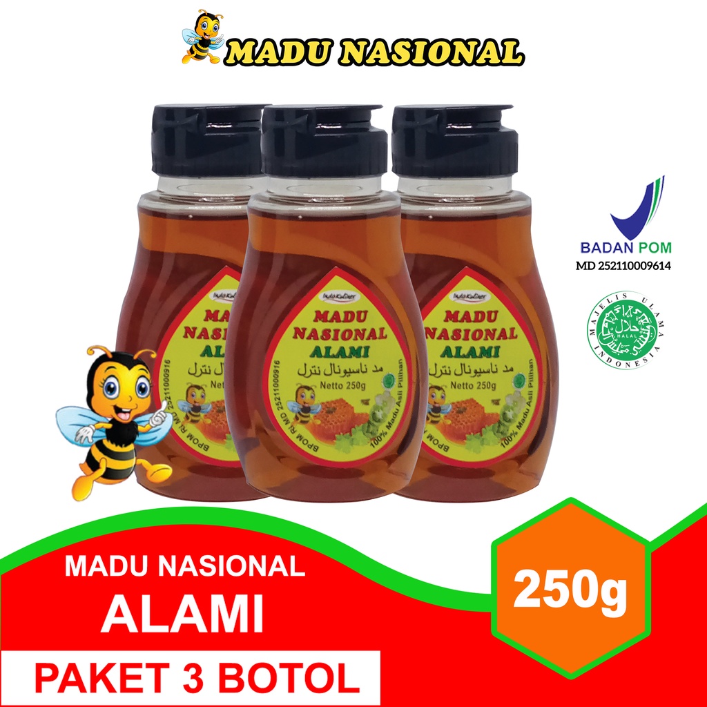 

Madu Nasional Alami 250 Gram ASLI Madu Sidr + Madu Hutan Kalimantan – 3 Botol