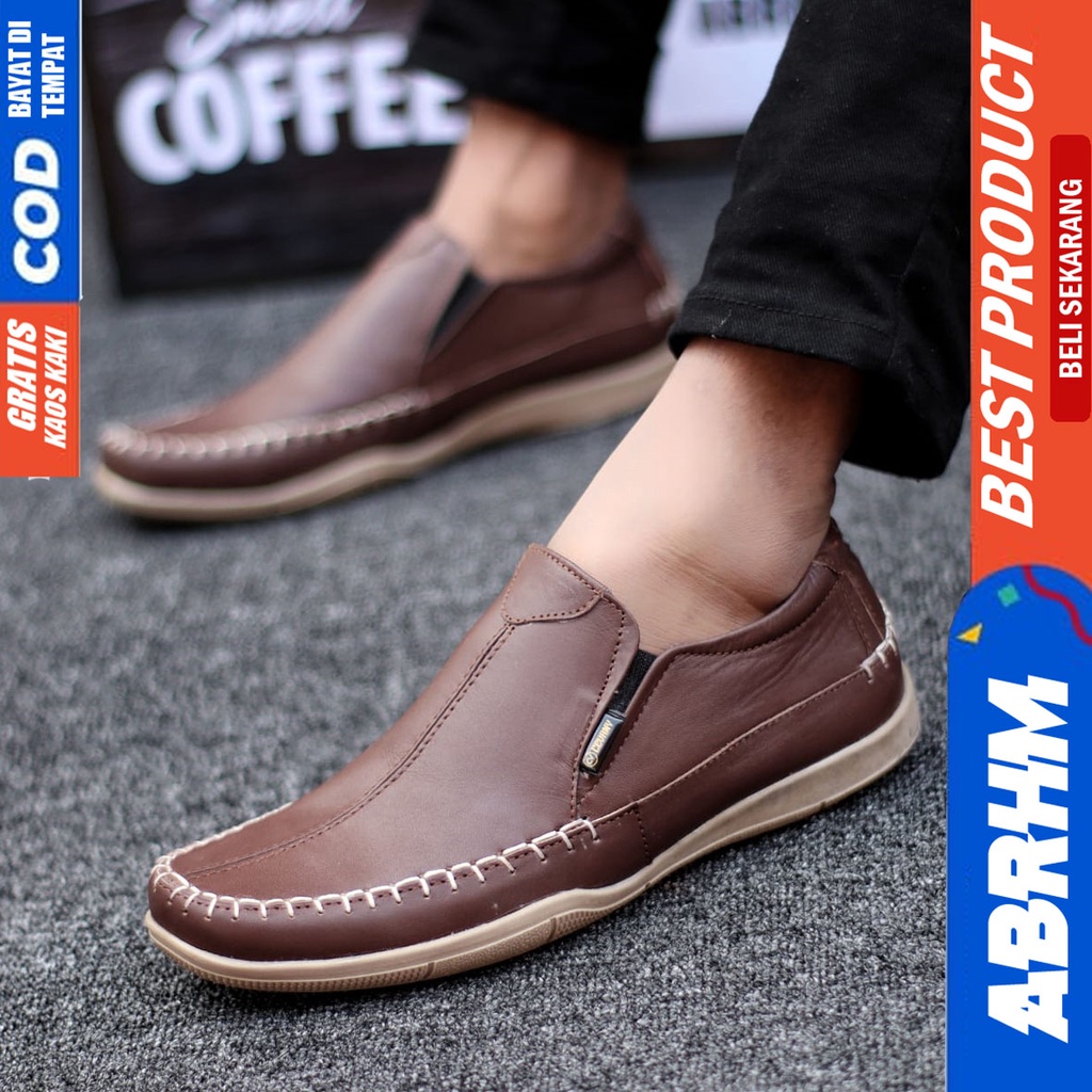 Sepatu Formal Hitam Pantofel Kulit Asli Kerja Pria ABRHM DIVOC