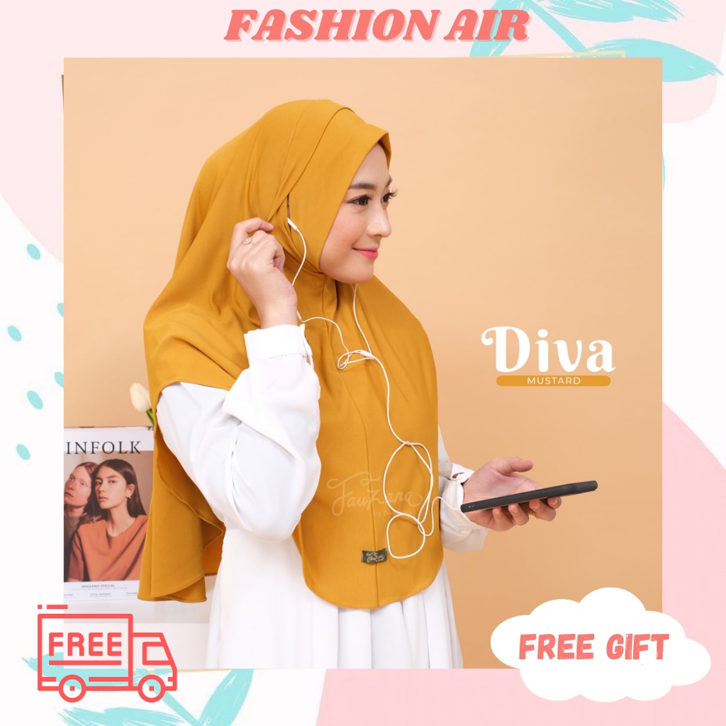 JILBAB HIJAB INSTAN EAR FRIENDLY BAHAN JERSEY DIVA BY FAUZANA
