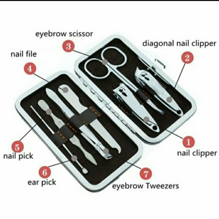 Alat MENICURE PEDICURE 7 Set Menipedi Dompet Unik / Gunting Kuku Set - Padasamah