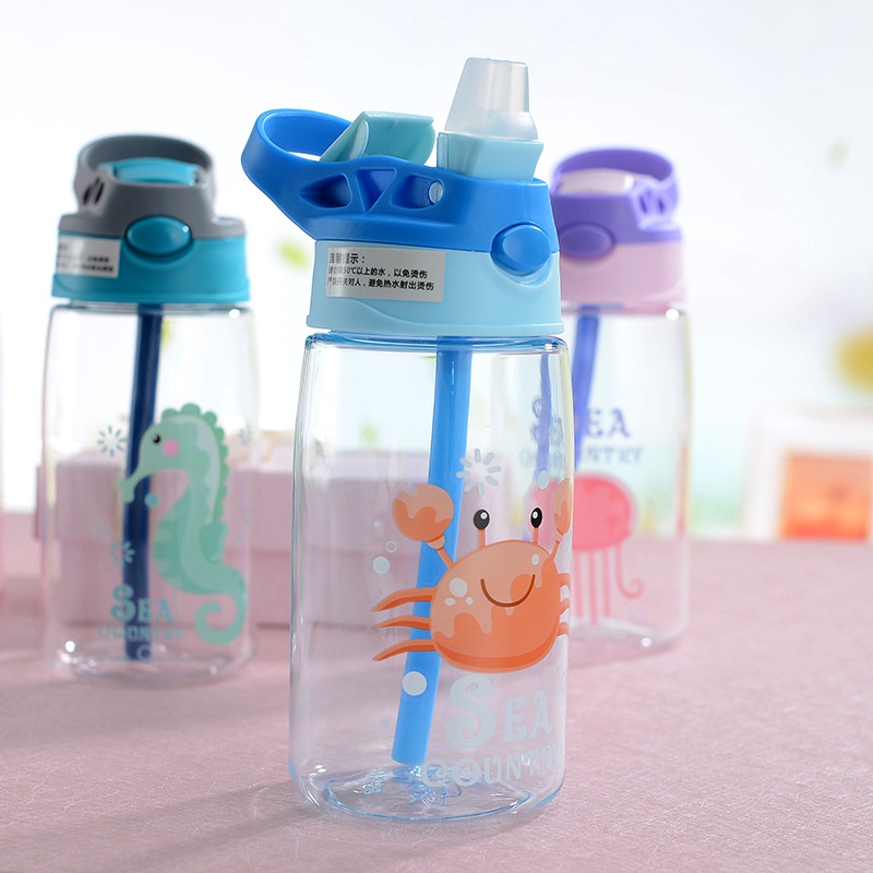 B818 Botol Air Minum Anak Sedotan Motif Animal Sea Country 480ml