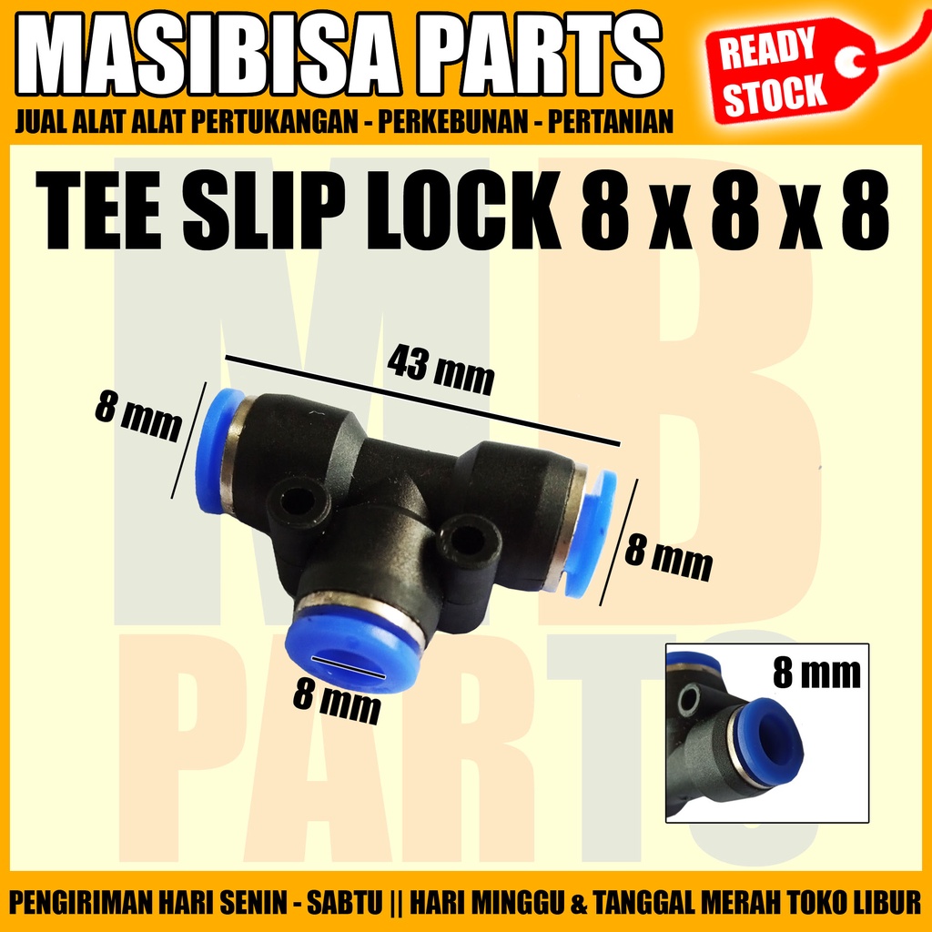 KONEKTOR SLIP LOCK / PNEUMATIK TEE T 8 MM