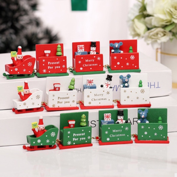 [ORGM] *Natal* Dekorasi Natal Pajangan Natal Kado Mainan Kereta Kayu Natal Xmas Ginger Snowman Santa