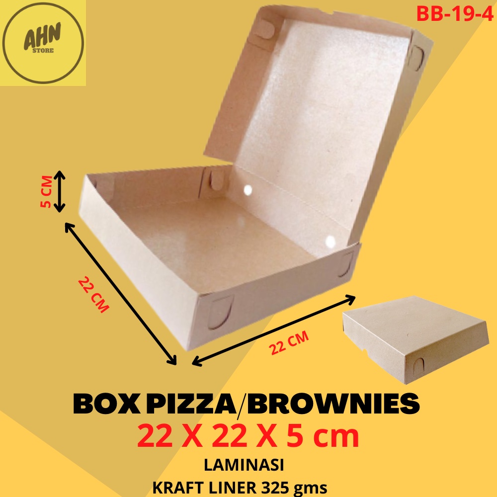 

KARDUS BOX DUS PIZZA KUE BROWNIES / KOTAK BOX PIZZA MARTABAK BOLU UKURAN 22x22x5 CM LAMINASI