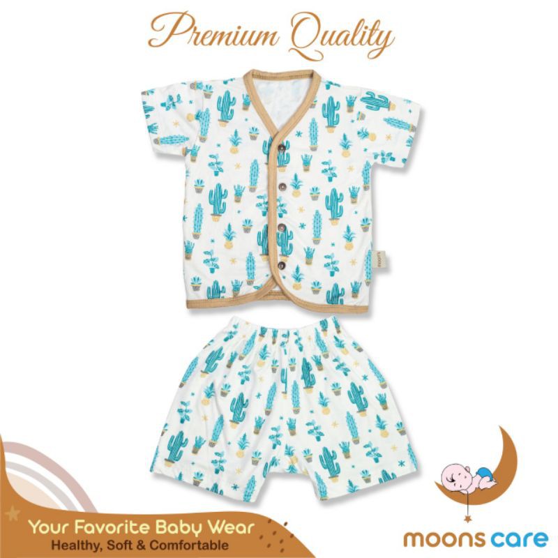 Stelan pendek kancing Moon's motif stelan bayi baju baru lahir Stelan Baby Baju Lucu stelan pendek