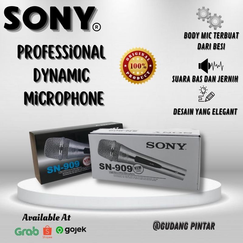 Sony SN 909 Mic Kabel Microphone Karaoke Genggam Gagang Besi