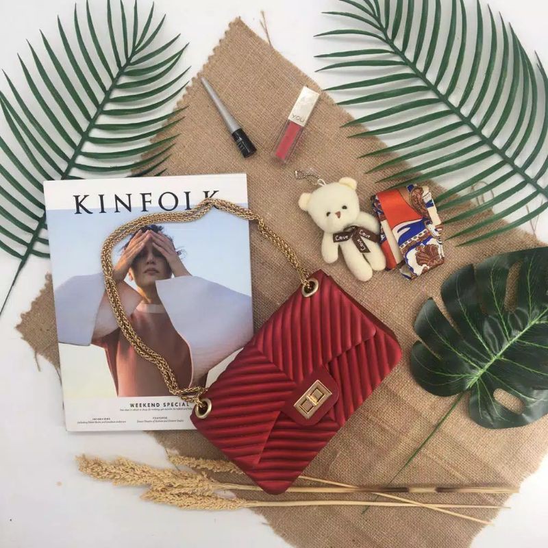 Tas Jelly matte import warna maroon