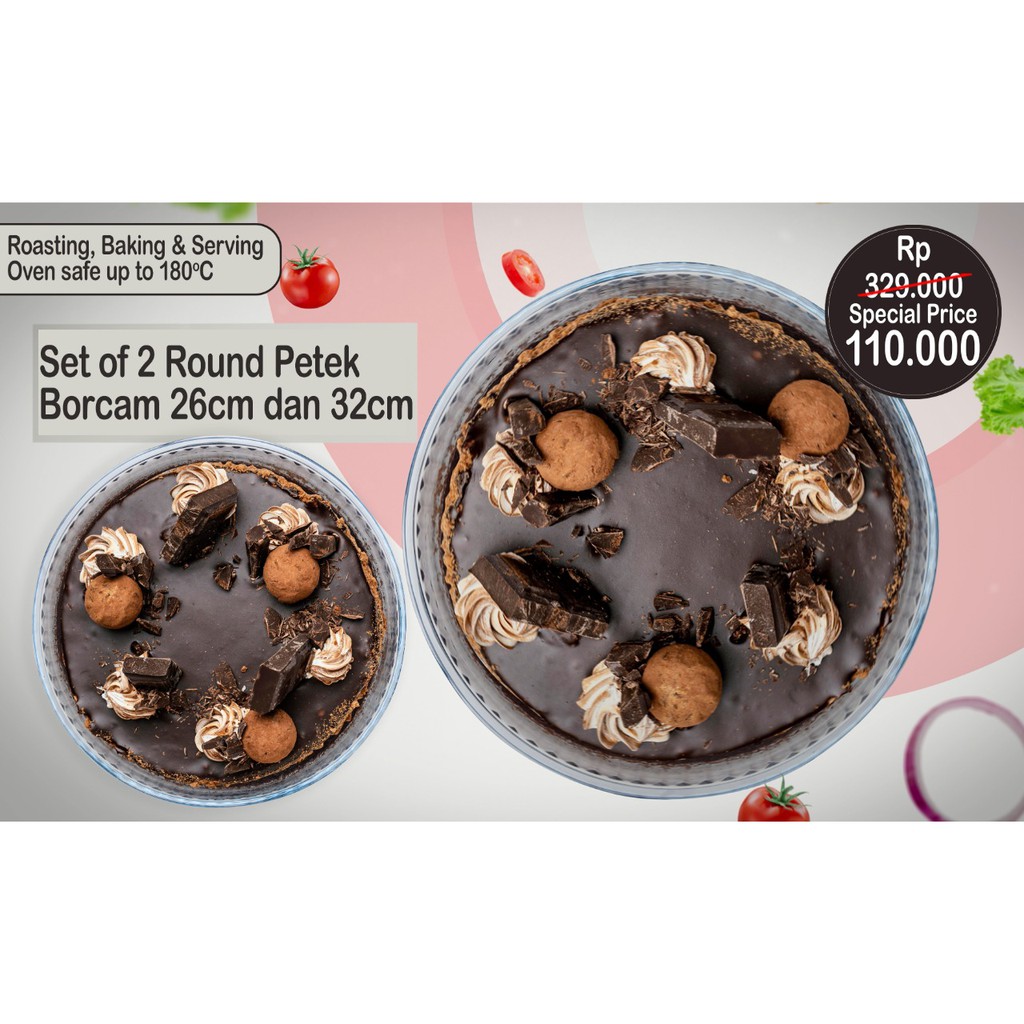 Pero Pero Pyrex / Piring Saji Tahan Panas / Oven Safe / Borcam Petek Set of 2