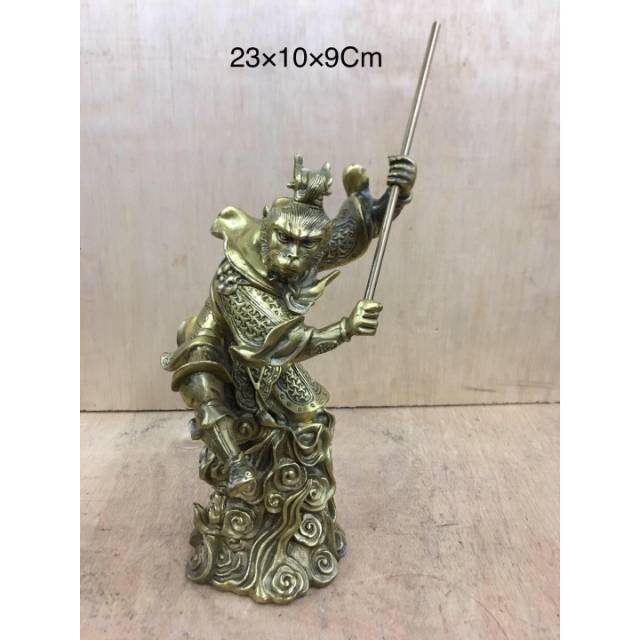 patung dewa rupang dewa kera sakti sun go kong t 23 cm kuningan