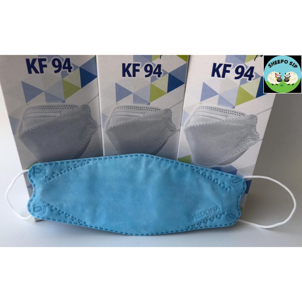 MASKER MEDIS KEMENKES KF94 HEDONA SURGICAL MASK BFE 99% ISI 20 PCS WARNA BIRU MUDA