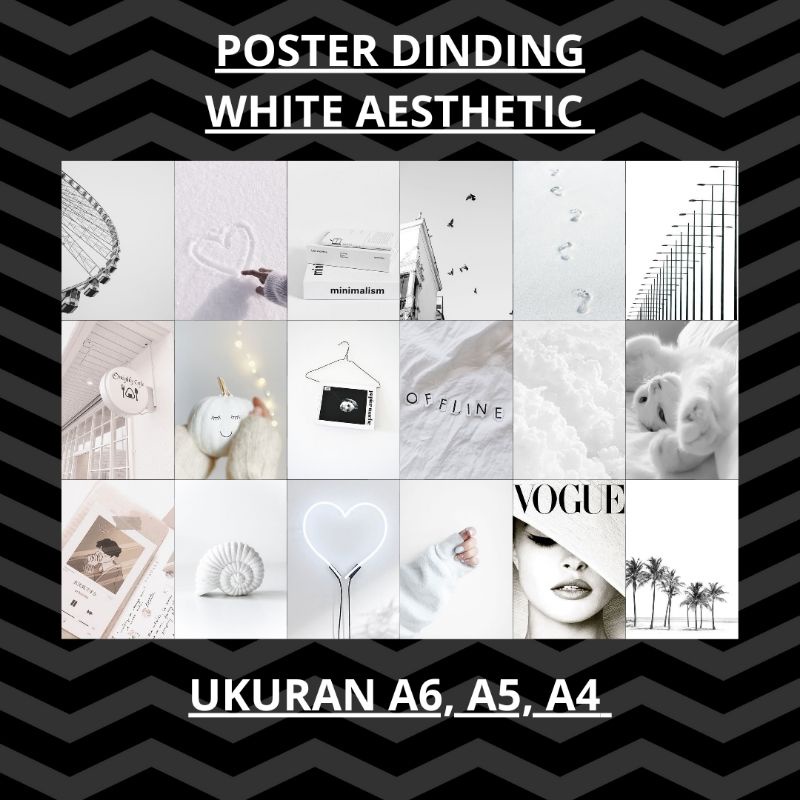 Poster Dinding White Aesthetic Ukuran A6, A5, A4 | Poster Aesthetic Putih minimalis