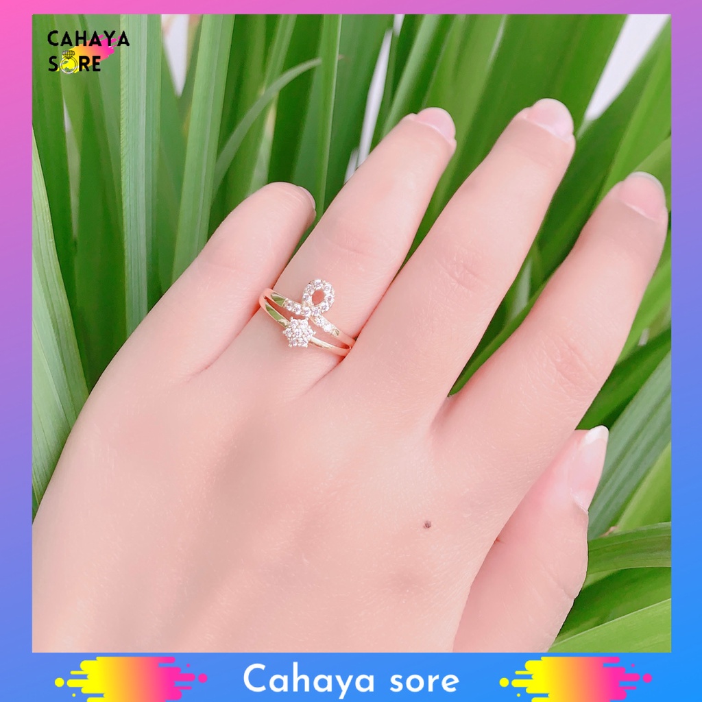 Cincin Xuping Gold Cincin Dewasa Model Permata Baris Cantik CD10