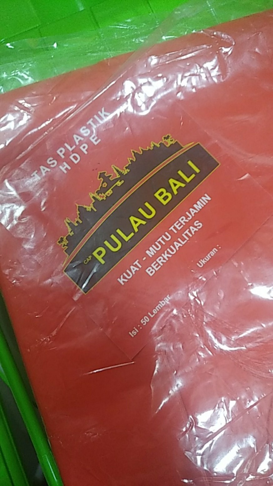 1 Pack (50 Lbr) Kresek Jumbo Tas Plastik Hdpe Merah/putih 35