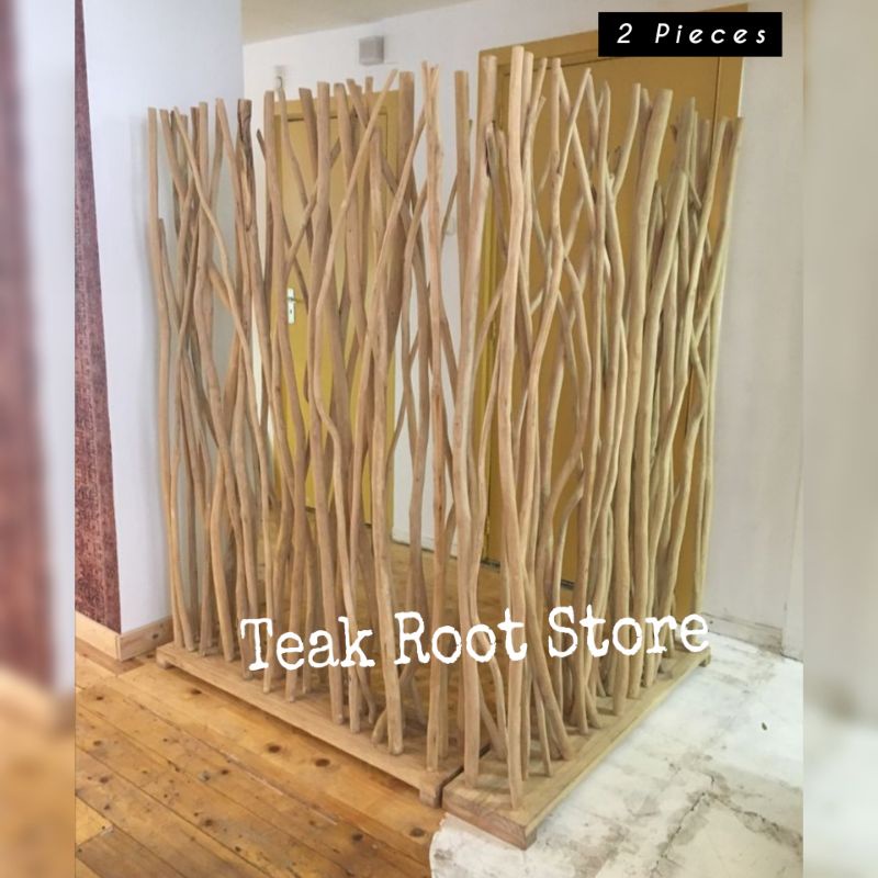 Partisi atau Sekat Ruangan 2 Pcs dari Ranting Kayu Jati