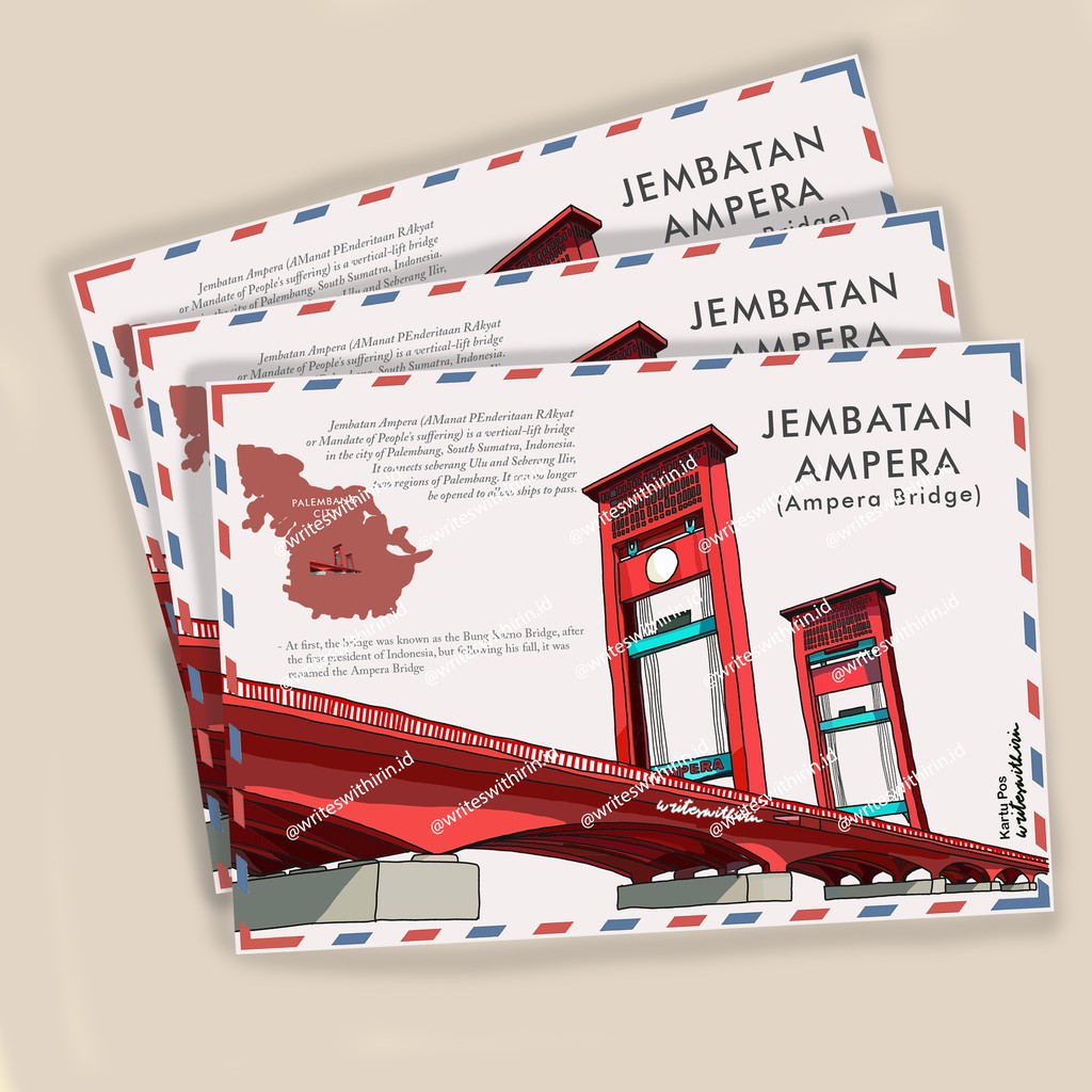 

(writeswithirin) Kartu Pos/ Post Card/ Postcard Bangunan Bersejarah Sumatra Selatan