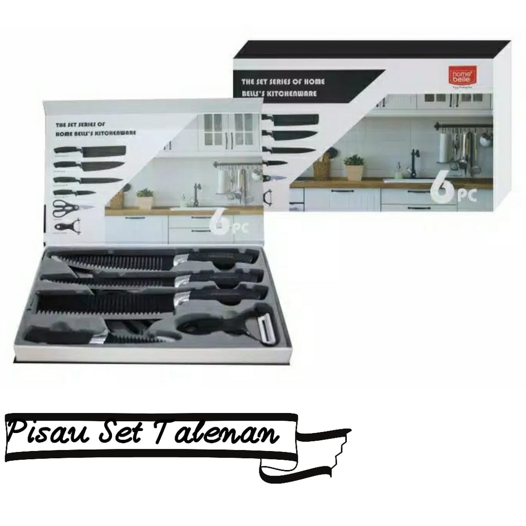 Pisau set 6in1 Dapur Stainless Modern / Alat Masak Dapur Lengkap Serbaguna