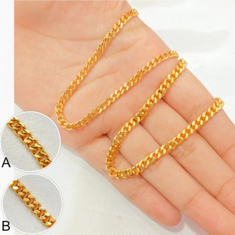 Rantai Kalung Lapis Emas 24 Karat Murah Perhiasan Wanita Asesoris Mas Imitasi Premium Jewelry Baru