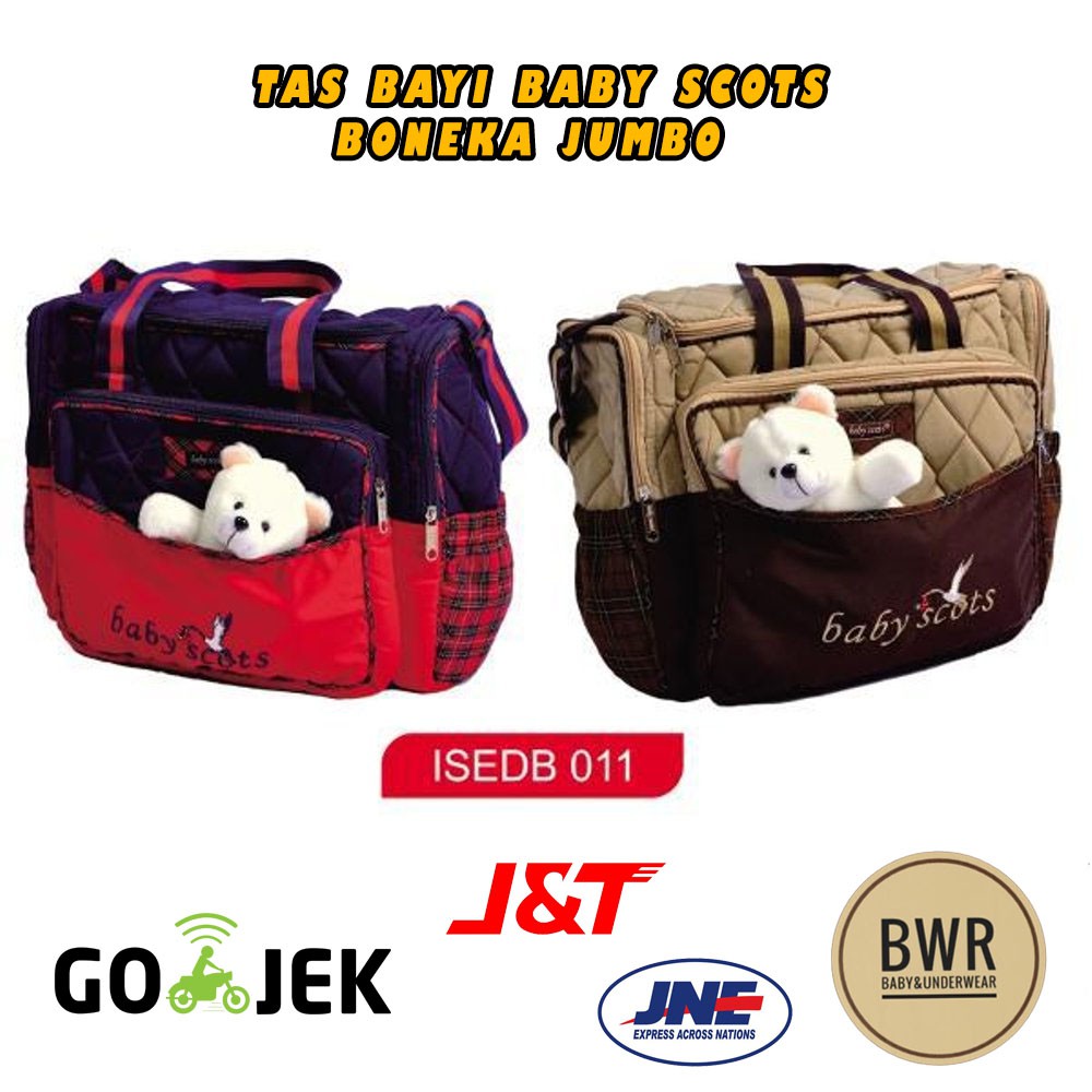 Tas Baby Scots JUMBO BONEKA | Bag Scots Bordir Boneka ISEDB011 Tas Bayi Besar - Bwr