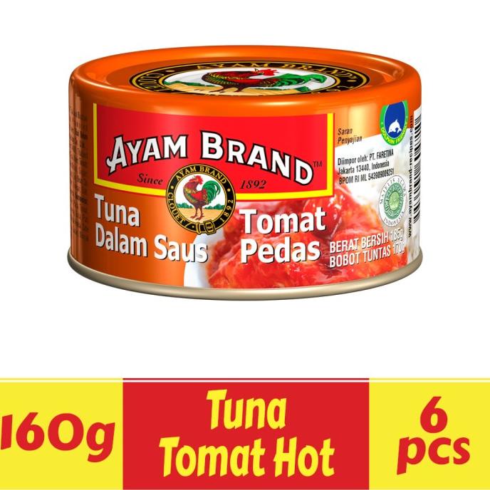 

Ikan Tuna Kaleng Paket 6 pcs Tomat Pedas Ayam Brand 160gr ---Termurah---