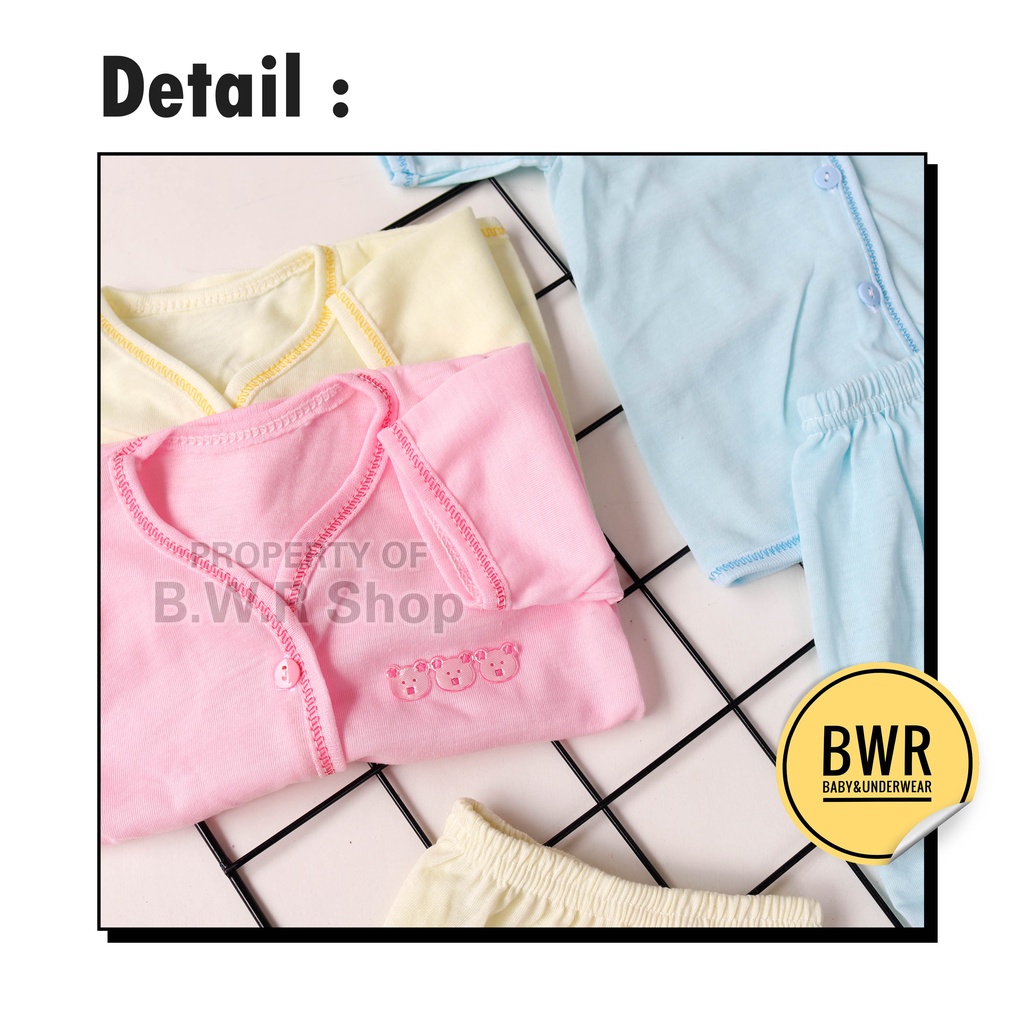 [ 3 Setel ] Paket Setelan Ikyu Love PENDEK WARNA POLOS / Baju + Celana Murah Hampers Kado Bayi - IX