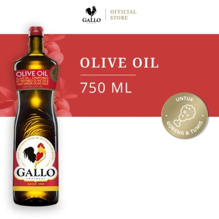 

Gallo Pure Olive Oil - Minyak Zaitun 750ml