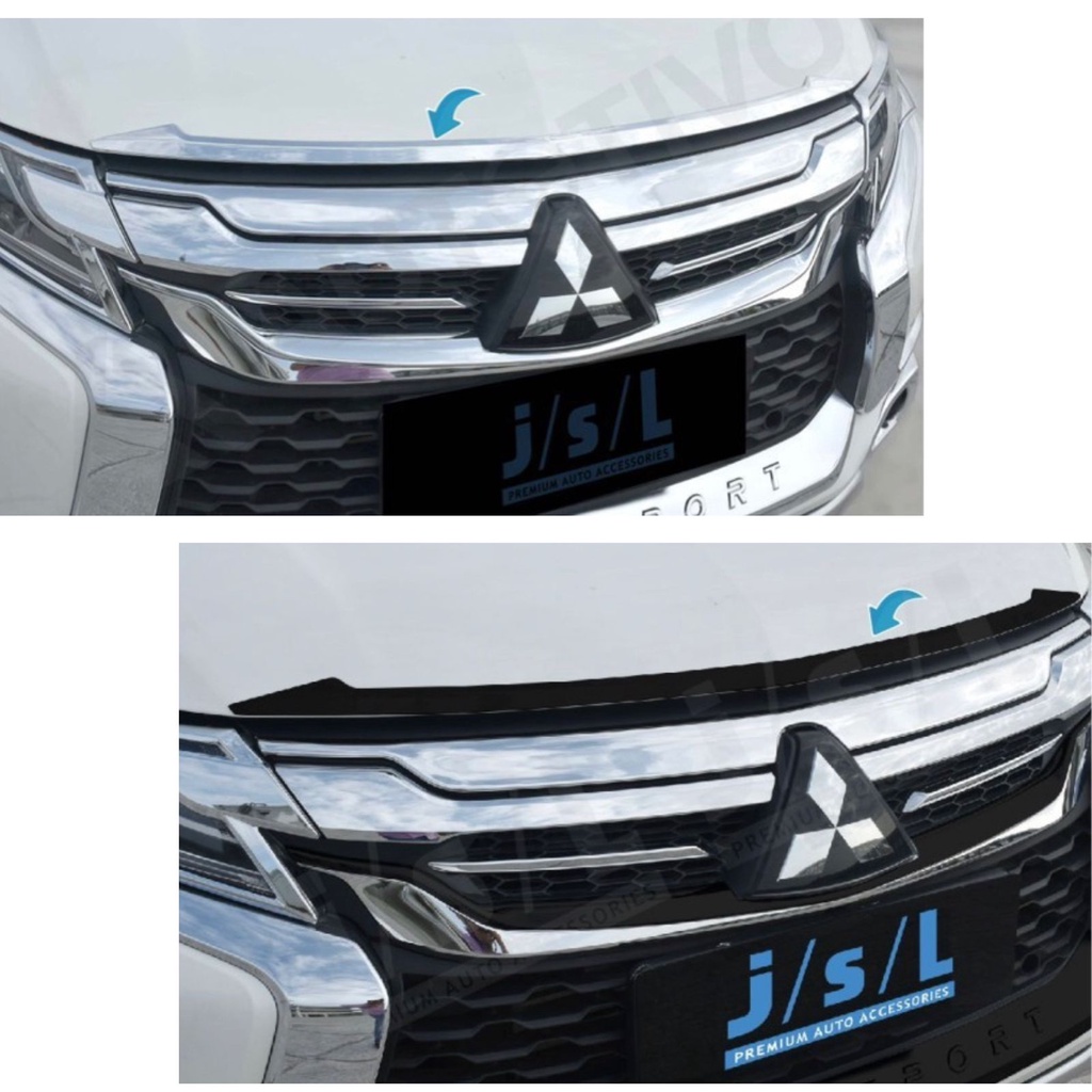 List Kap Mesin All New Pajero Sport 2016 2018 Up Hood Molding Chrome Hitam