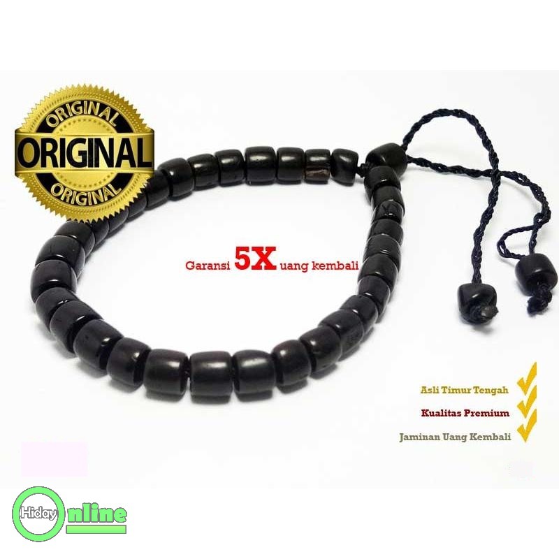 Gelang Tasbih Kesehatan Kayu Kokka Kaukah - Kapsul/Silinder Hitam