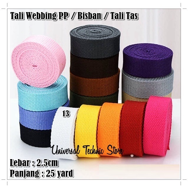 Tali Webbing / Tali Pengikat Barang / Tali Sling Belt Turbular 2.5cm