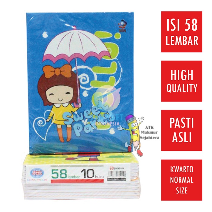 

Buku Tulis Sinar Dunia / SIDU isi 58 Lembar (10 buku)