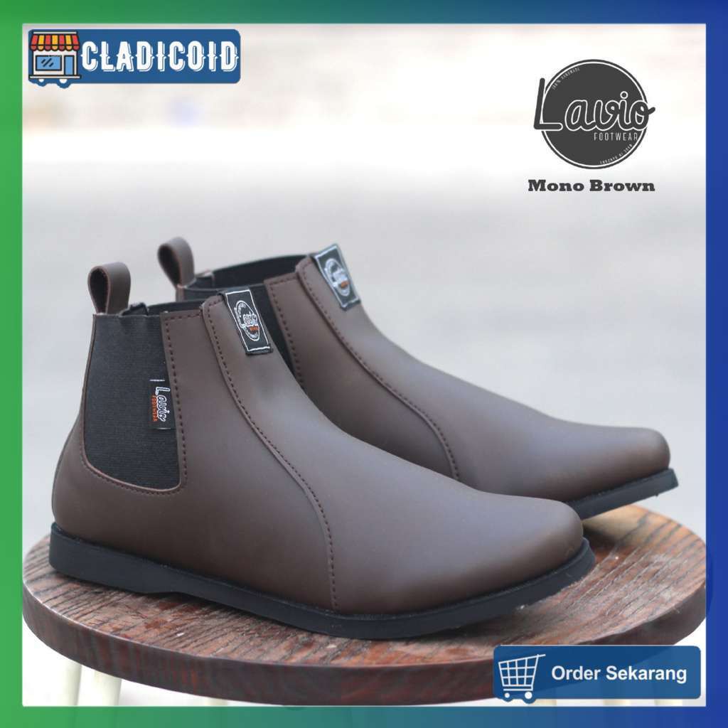 Sepatu Slip On Pria Tanpa Tali Original Keren dan Terbaru Model Boots Tinggi Lavio Mono - CladicoID