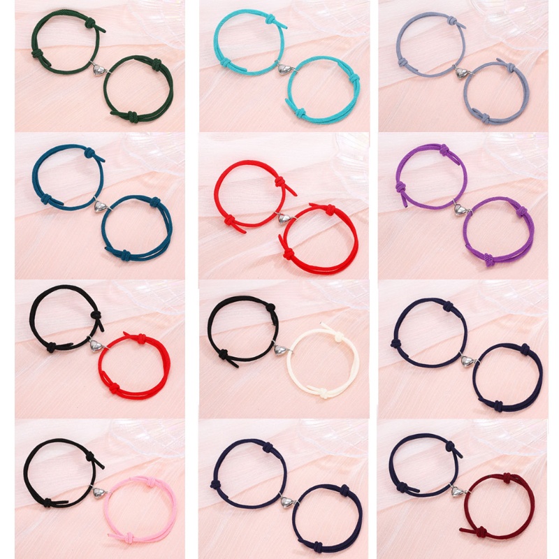 Siy 2pcs Gelang Tali Kepang Magnetik Adjustable Untuk Pria / Wanita / Pasangan