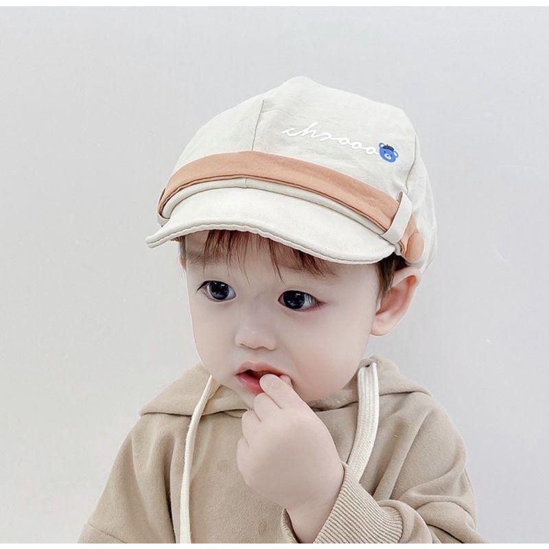 TOPI BARET BERET IMPORT ANAK BAYI BALITA LAKI PEREMPUAN MOTIF MOOO dan GARIS-3
