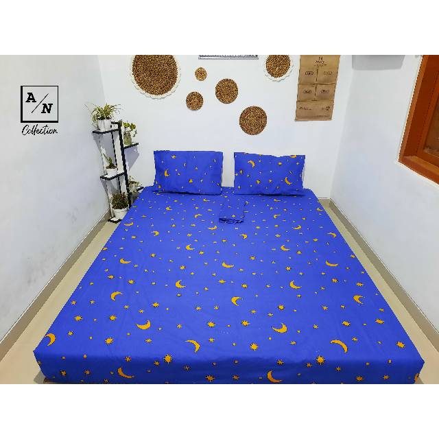 Sprei Homemade Motif Bulan bintang biru