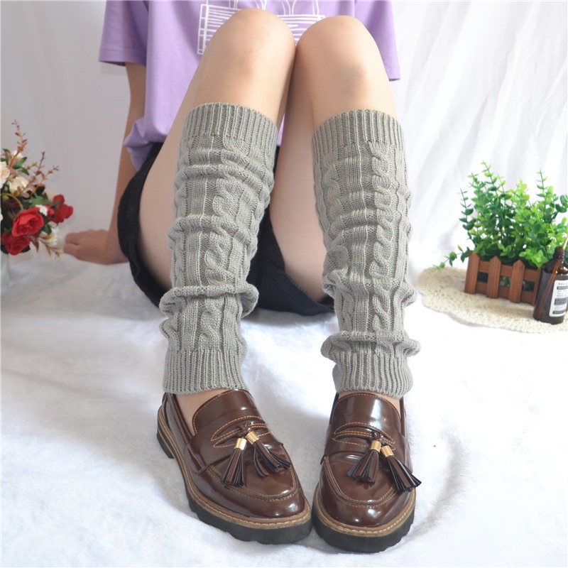 Kaos kaki musim dingin import jepang cewek harajuku leg warmer winter women rajut hangat cosplay