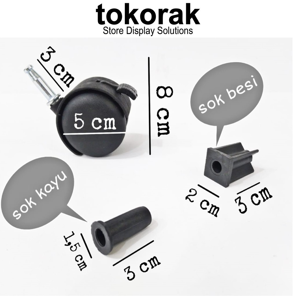 RODA KURSI KANTOR TANCAP CASTOR TWP 50 REM + SOCKET LEMARI MEJA