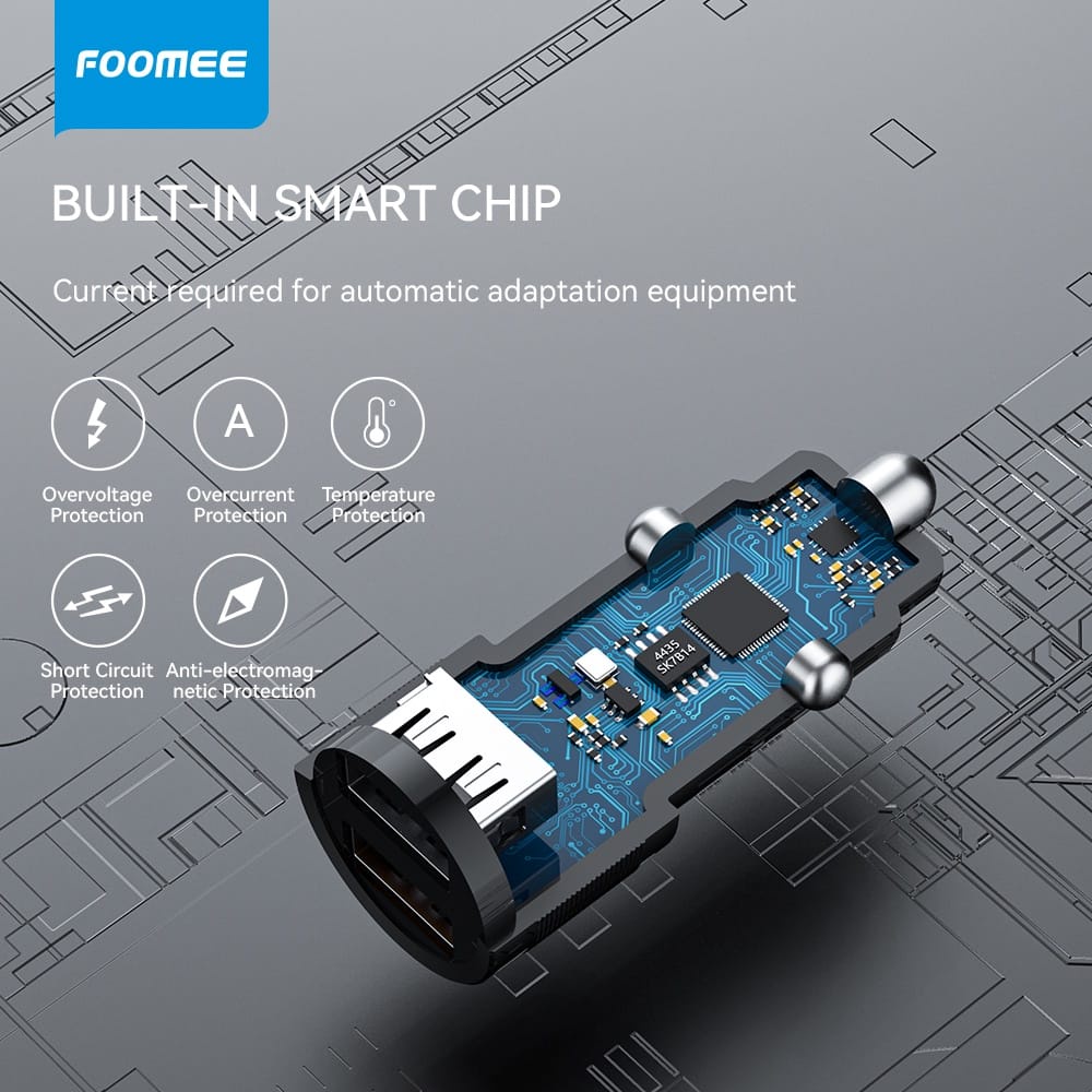 A   FOOMEE BA13 Car Charger Kit Quick Fast Charging 3.1A Set Cable Micro 1M