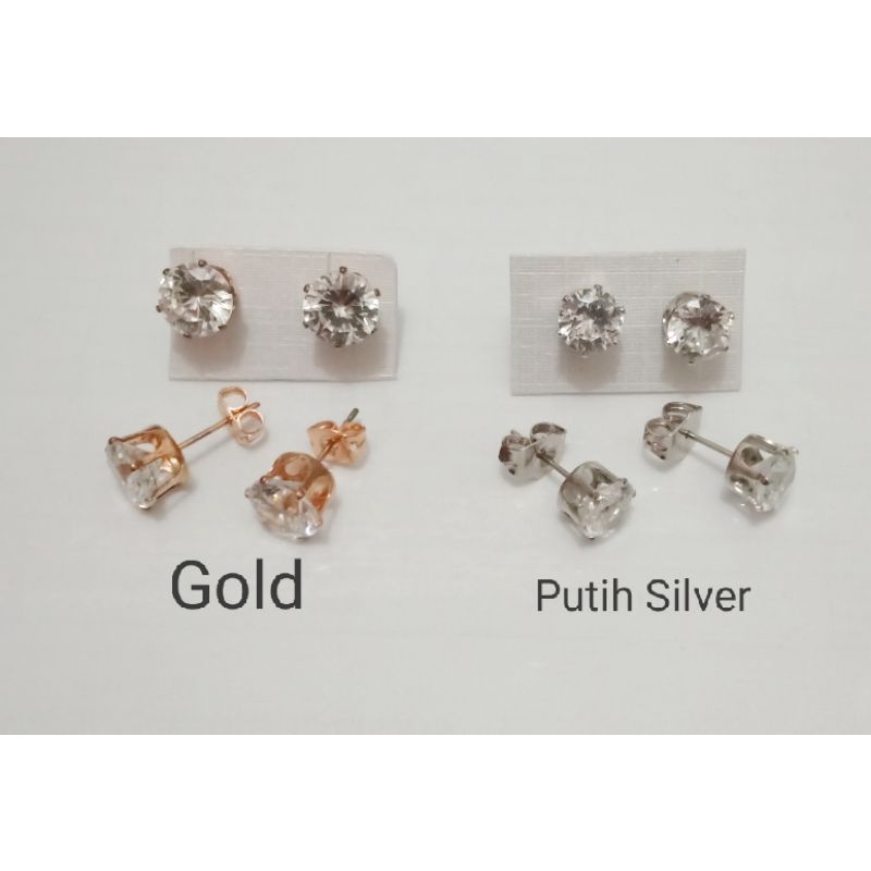 NB679. Anting tusuk xuping wanita lapis emas dgn mata zircon model mata satu