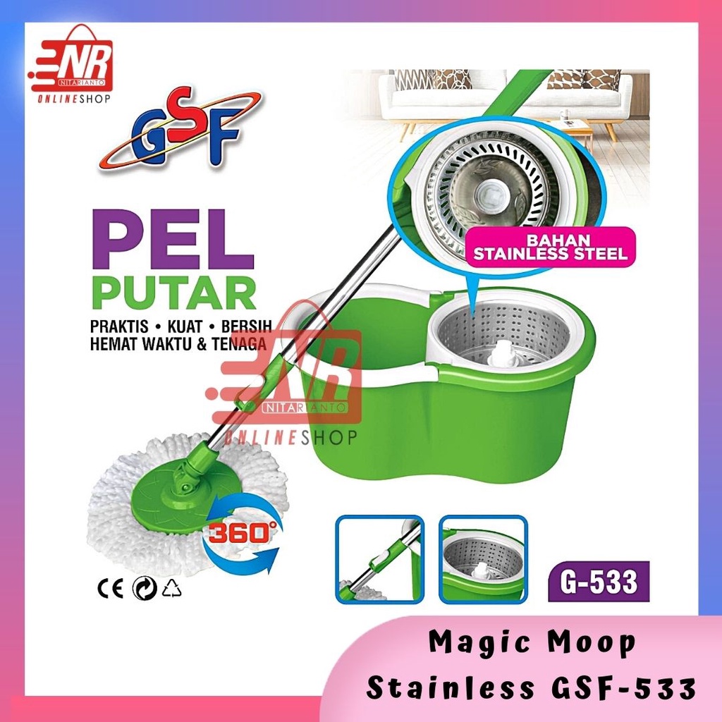 Magic Moop GSF - 433 / Alat Pel Putar / Alat Pel / Alat Pembersih Lantai