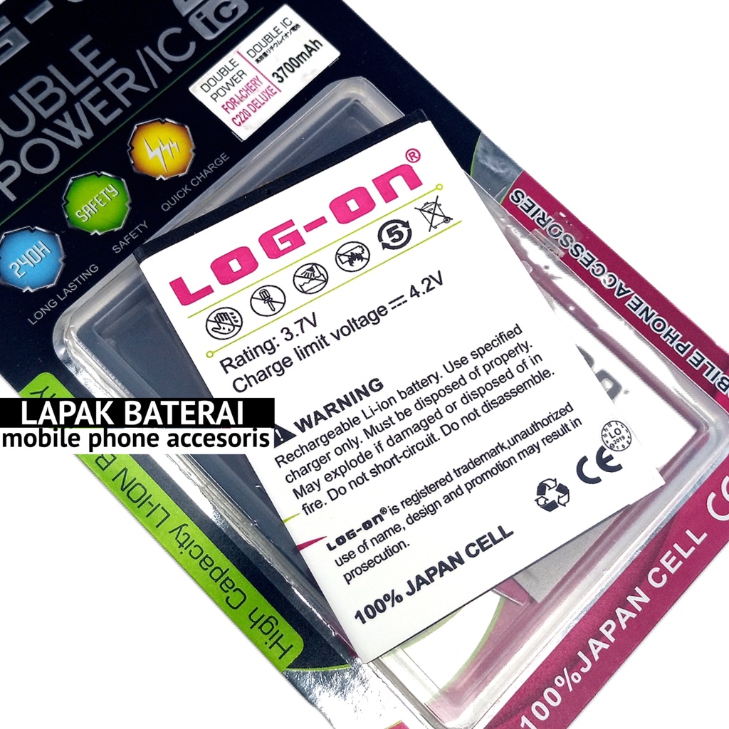 LOG - ON Icherry C220 Deluxe Baterai Double IC Battery Batre