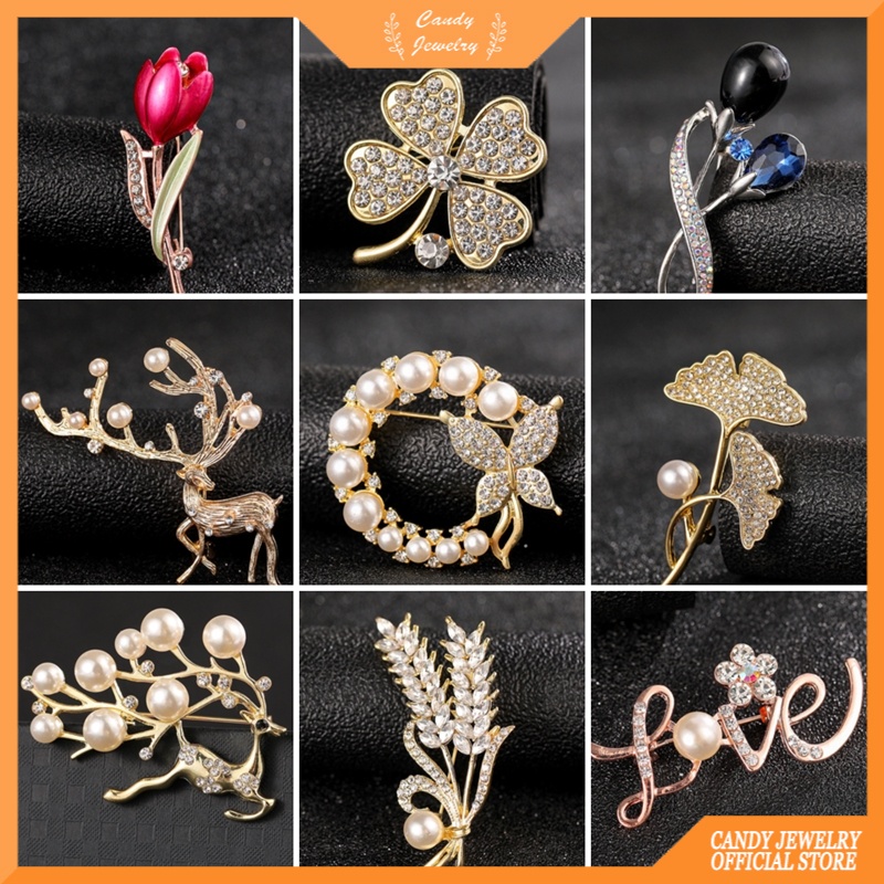 Bros / Pin Butterfly Bentuk Bunga Gandum Aksen Opal + Berlian Imitasi Untuk Aksesoris Scarf / Syal / Wanita