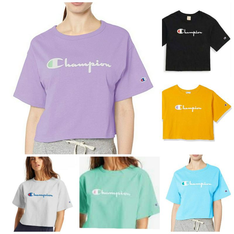 Kaos Crop CHAMPION_Women's Heritage Vintage Logo Crop Tee