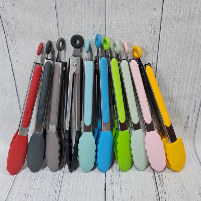 single silicone kitchen tongs 9inch / food clip / capit masak tahan panas