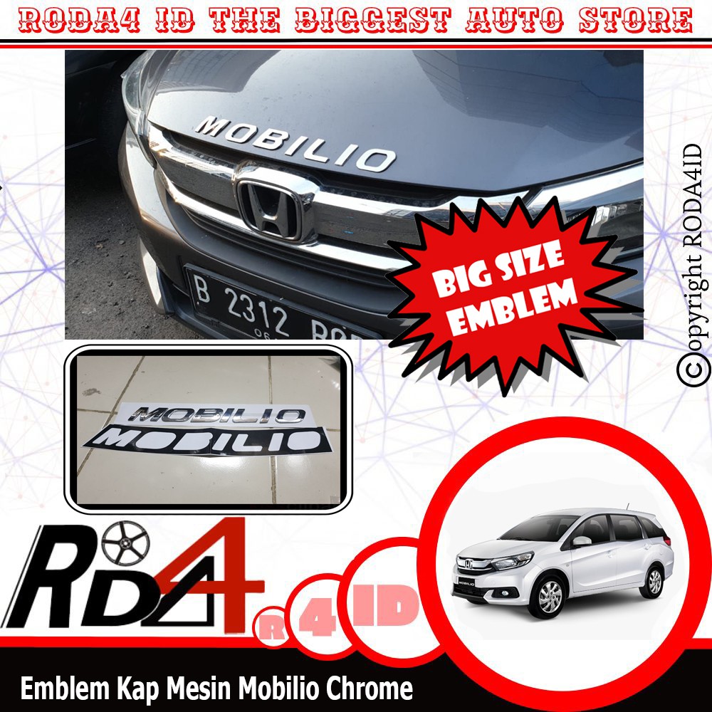 BIG SIZE Emblem Mobilio Logo Kap Mesin Mobilio Chrome