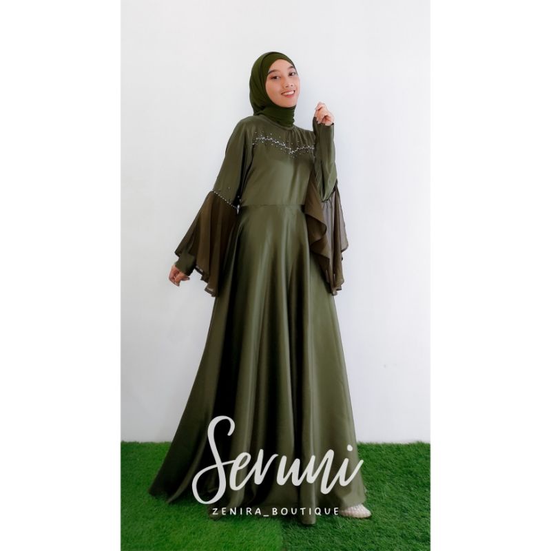 SERUNI GAUN lengan terompet ceruty variasi payet mewah / baju pesta remaja / prewedding / wisuda / gamis kondangan / couple / tersedia ukuran kecil hingga jumbo