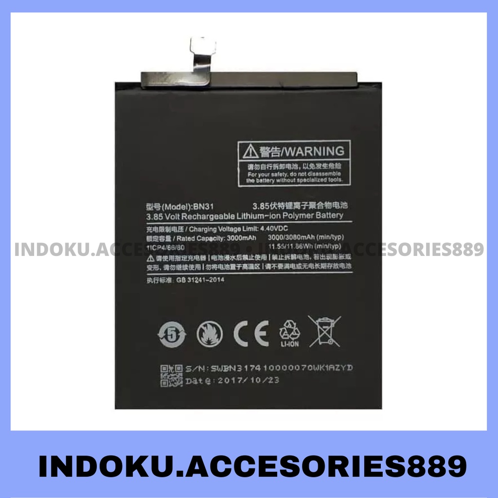 Baterai Xiaomi Redmi note 5A Bn31 Original