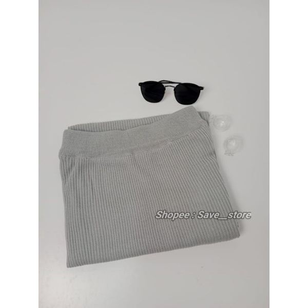 Rok Span Rajut • Rok Rajut Premium • Rok Span Rajut Knitted • Rok Rajut Knitted-Abu muda/Silver