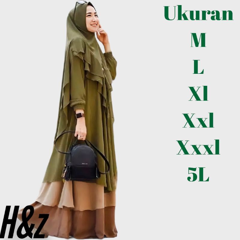 gamis humaira syari set hijab ceruty