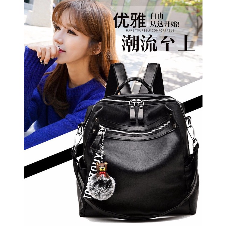 AND / COD / Tas Ransel Wanita Korea Fashion Style Tas Punggung Cewek Backpack Women Kulit Sintetis Tas Ransel Kekinian Tas Ransel Import Motif Polos Tas Punggung Tas Cewek Import Tas Ransel Wanita / Backpack Import Real Pict T264