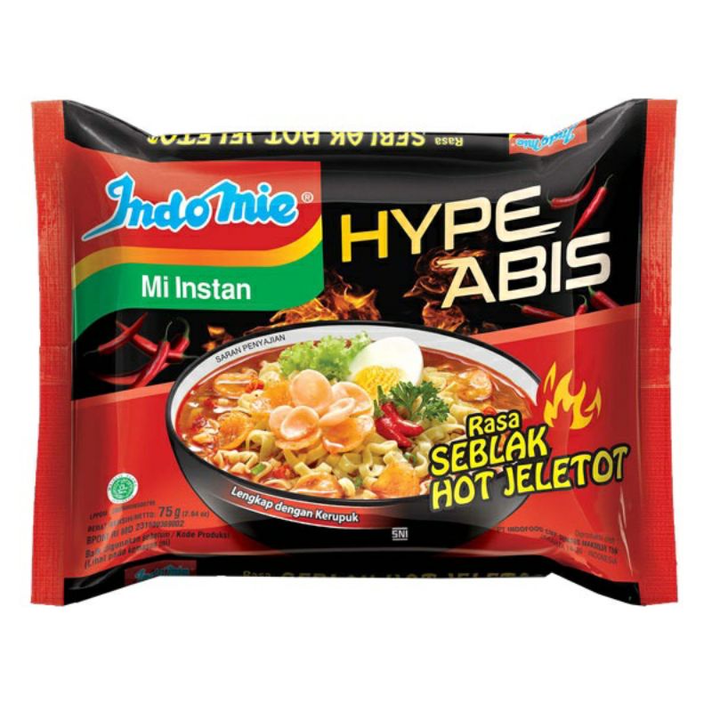 

INDOMIE MIE KUAH HYPE ABIS RASA SEBLAK HOT JELETOT