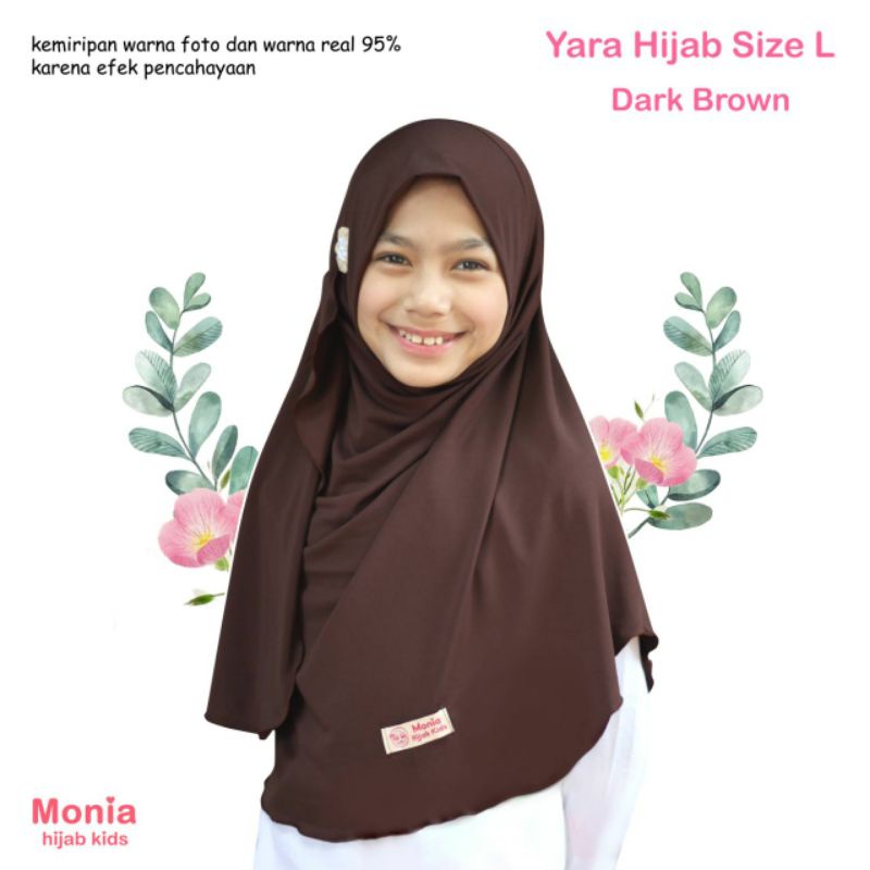 Yara Hijab by Monia Hijab Kids Dark Brown size MLXL | Hijab terlaris